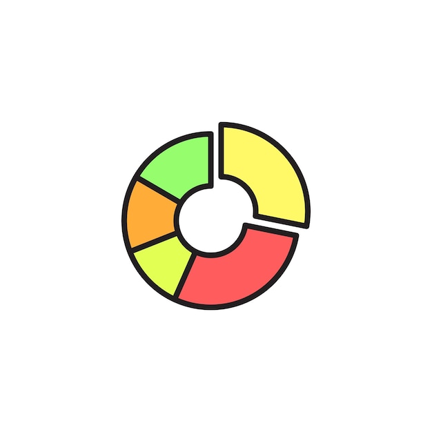 Donut chart colored vector icon on white background