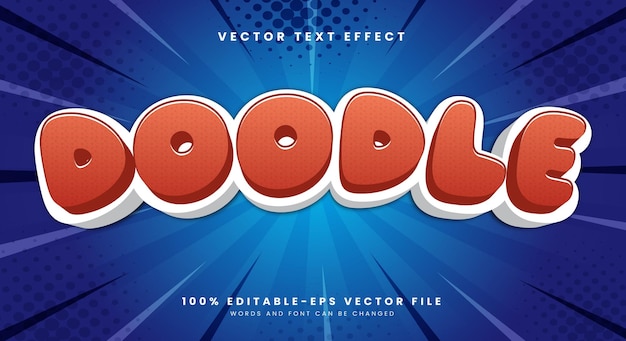 Doodle 3D editable vector text effect Template Suitable for Cute Theme