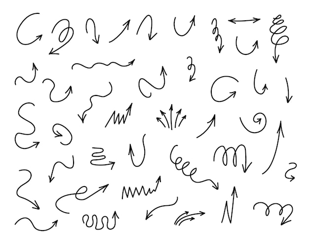 doodle arrows hand drawn vector illustration of a set of arrows on a white background