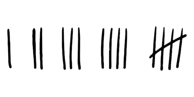 doodle count bar count the days counted in slashes on the walls of a deserted island or prison vector illustration