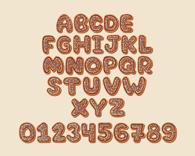 Doodle flat clipart. Cute donut alphabet. To create charming unique cards for the holiday.