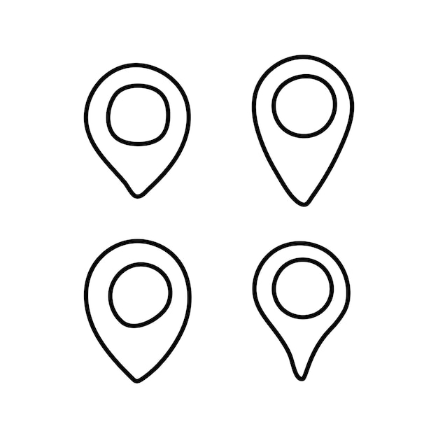 Doodle line location pin place marker Line map marker pointer icon set