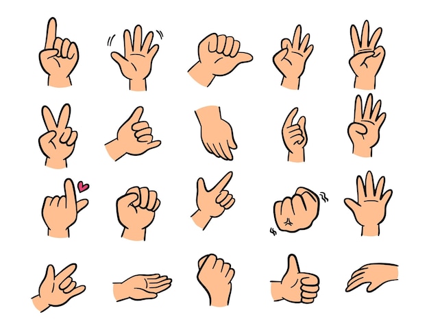 Doodle Set of Hand Gesture