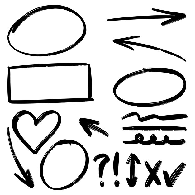 doodle sketch style of hand drawn lines arrows circles and curves vector illustration for concept design