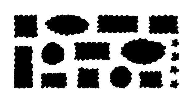 Doodle wavy curve edge frame hand drawn wave rectangle borders brush drawn squares bullet journal