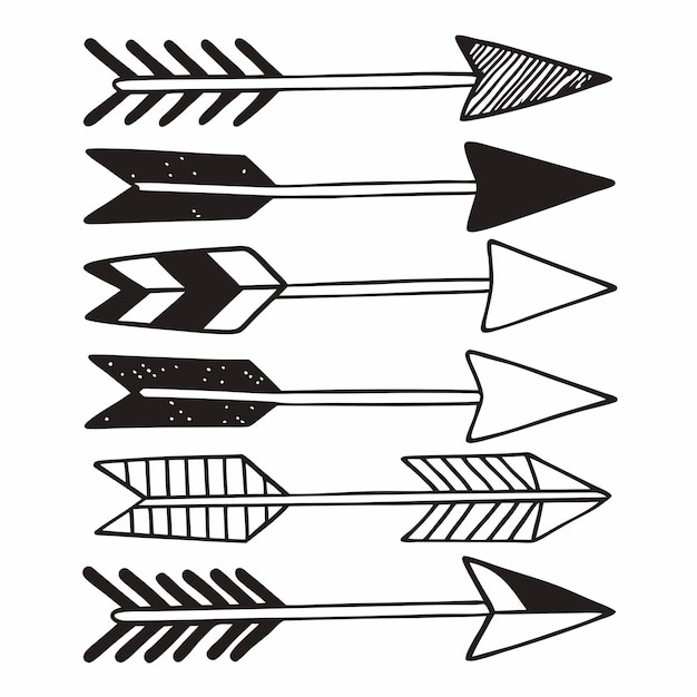 dotted line arrows doodle set hand drawn dashed different way arrow linear route collection