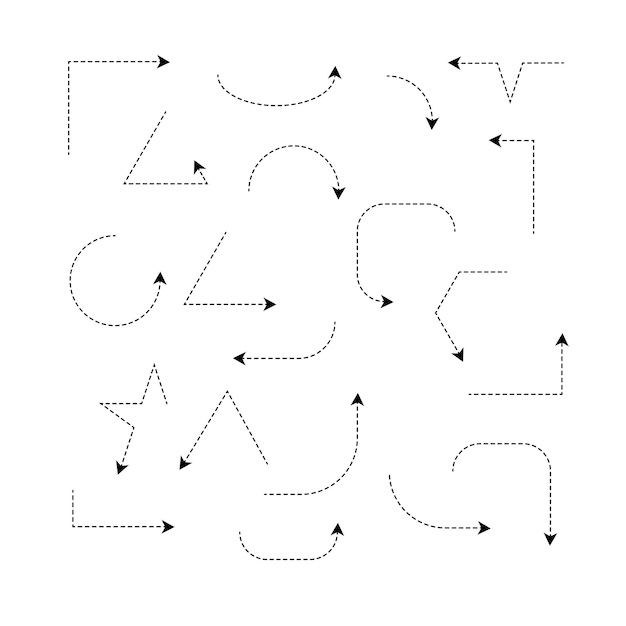 Dotted lines arrows set