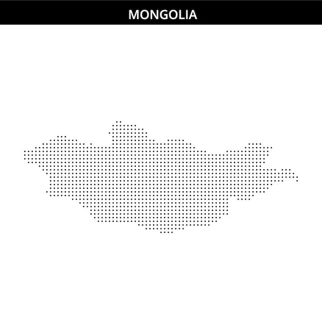 Dotted map outline of Mongolia