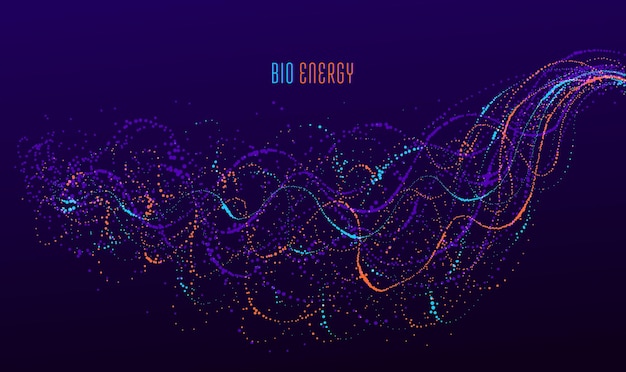 Dotted particle array flowing vector abstract background, life forms bio theme microscopic design, dynamic dots elements in motion.