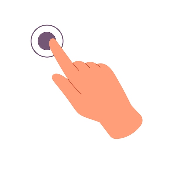 Double taps on sensor screen with index finger Hand gesture tutor for digital interface control touchscreen devices touch press push click Flat isolated vector illustration on white background
