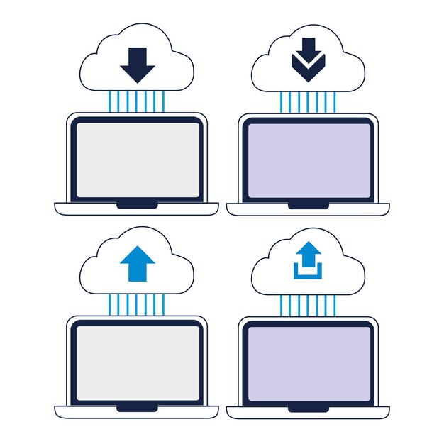 download and upload cloud illustrative vector