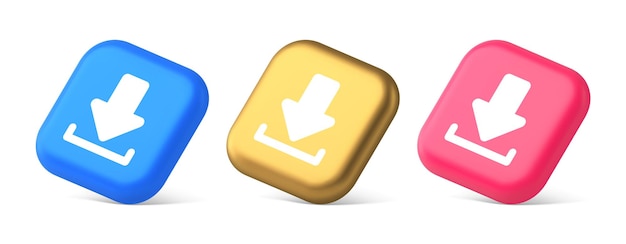Download down arrow cyberspace information storage button internet file browsing 3d realistic icons