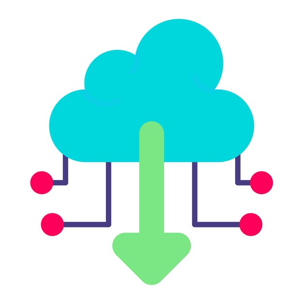Download File on Cloud Flat Illustration
