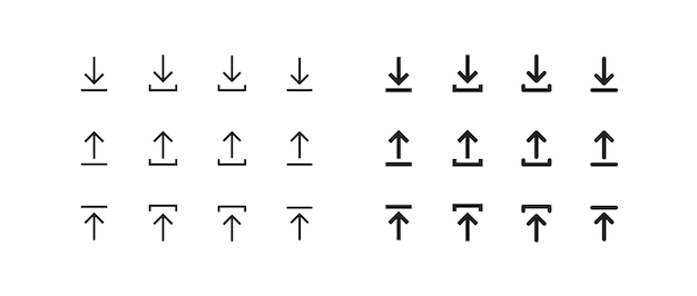 Download icon set Upload symbol Web file data button App arrow document in vector flat