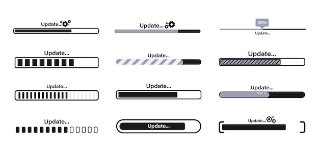 Download, Update and upgrade system bar or indicators. Upgrade application progress icon for graphic, web design, application or software. Loading or Download process or status