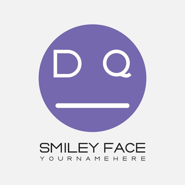 DQ initial monogram for Smiley face logo with circle style design