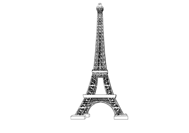 Drawing sketch of the Eiffel Tower on a white background vector