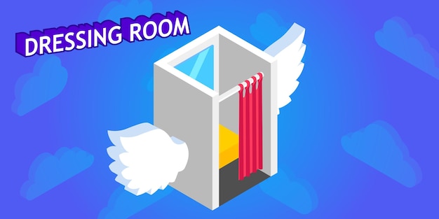 Dressing room isometric design icon Vector web illustration 3d colorful concept