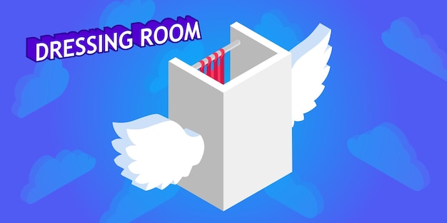 Dressing room isometric design icon Vector web illustration 3d colorful concept