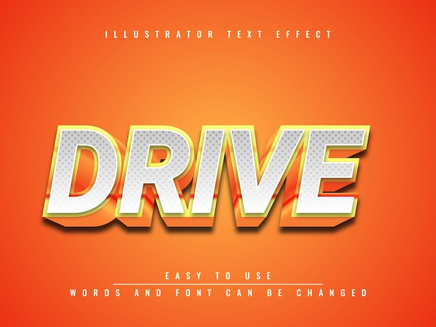 Drive 3d metalic editable text effect template design