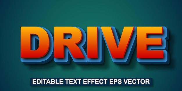 Drive gradient color editable 3d text effect eps vector