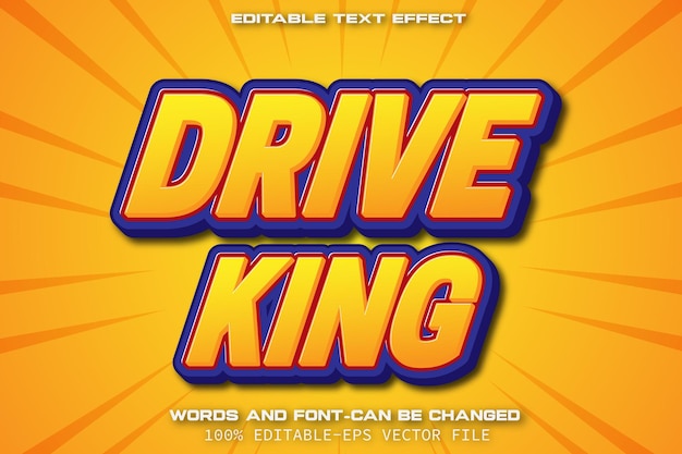 Drive King Editable Text Effect Cartoon Style
