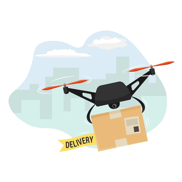 Drone delivery service drone carrying a package