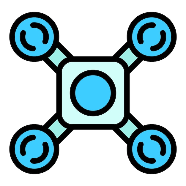 Drone innovation icon Outline Drone innovation vector icon for web design isolated on white background color flat