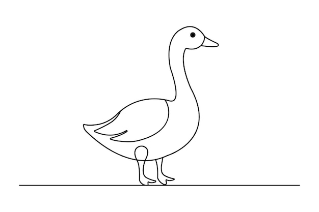 duck continuous one line drawing with isolated on white background design
