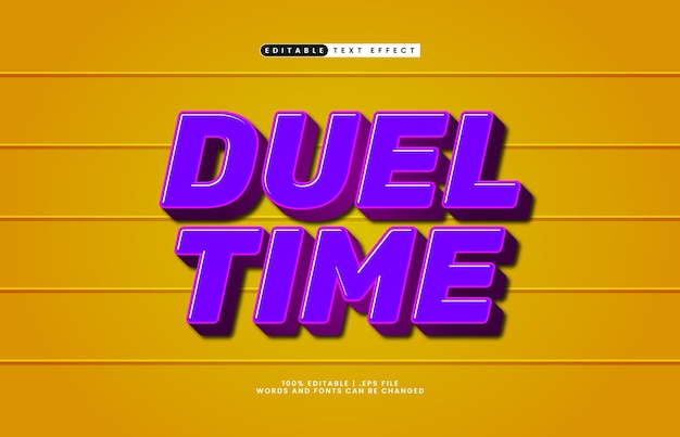 duel time editable text effect with a kids and game text style