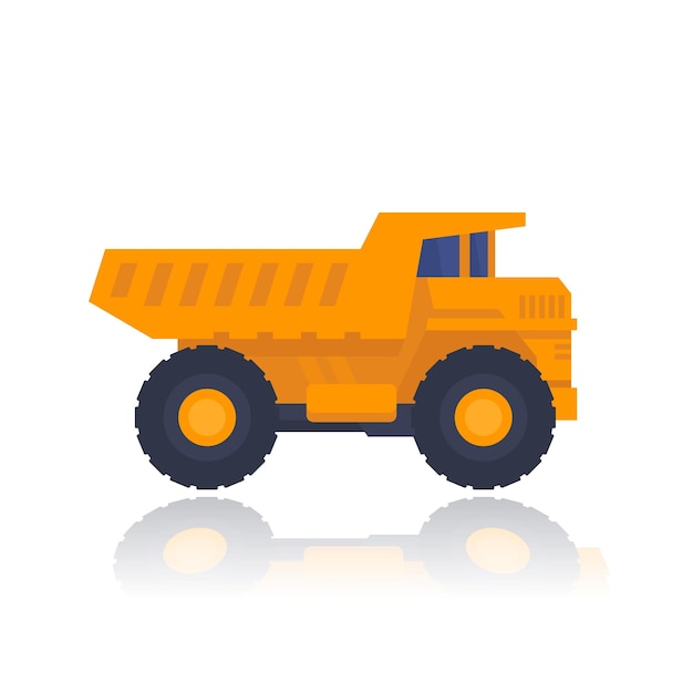 dump truck on white, heavy machinery vector