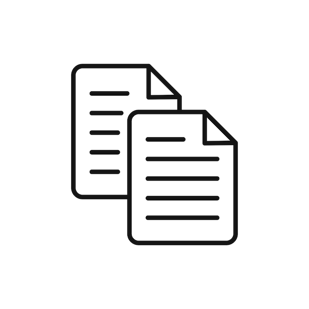 Duplicate icon set copy data files vector symbol matching duplicity sign copy button in black filled and outlined style