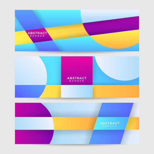 Dynamic shape gradient blue yellow purple colorful Abstract design banner
