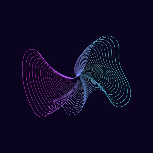 Dynamic strange line gradient shape. Futuristic waporwave abstract geometry shape for posters