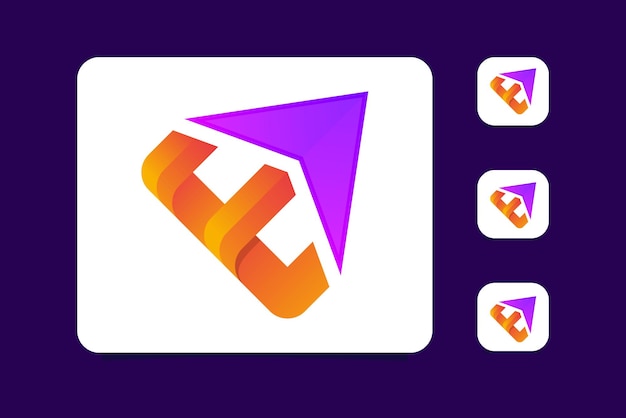 E letter with up icon