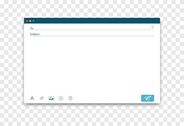 E-mail blank template. Internet email interface for mail message. E-mail window.