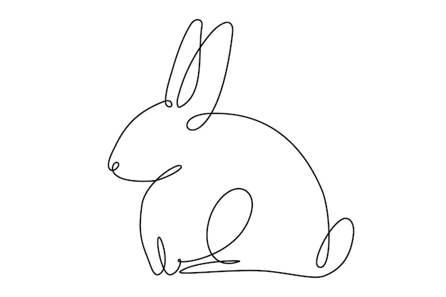 easter bunny continuous one line drawing. rabbit simple image. minimalist vector illustration.