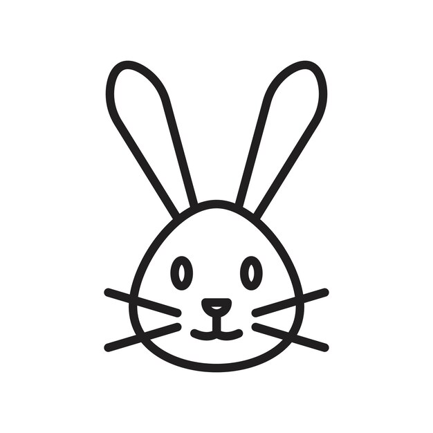 Easter bunny icon Vector flat thin line illustration
