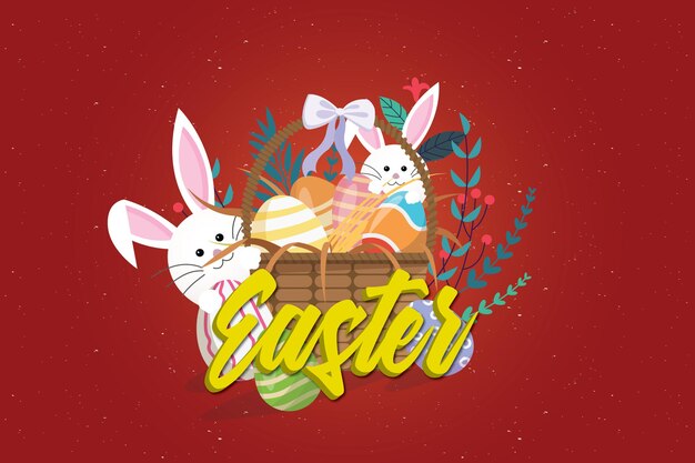 easter design with element and red background