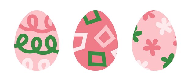 Easter eggs set with decoration and ornament hunt vector abstract graphic modern flat illustration