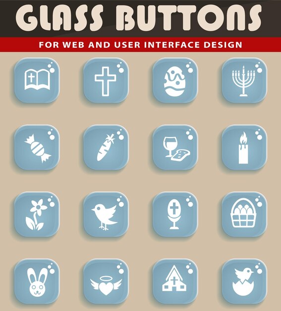 Easter icons on glass buttons