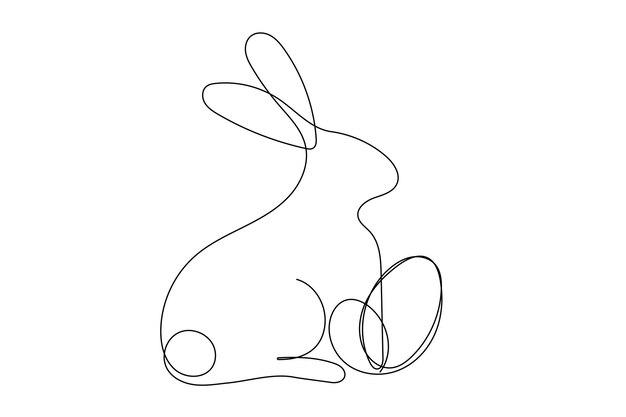 Easter Rabbit Hare Bunny Traditional Holiday Symbol Mascot Portrait Outline Silhouette Line Art