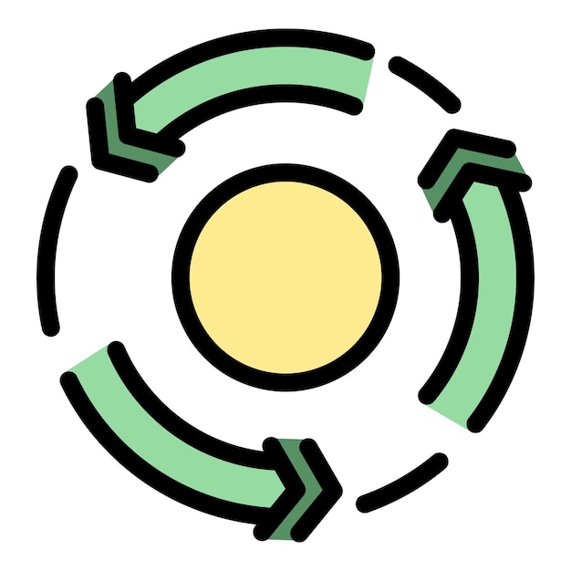 eco cycle icon outline vector station energy alternative energy color flat