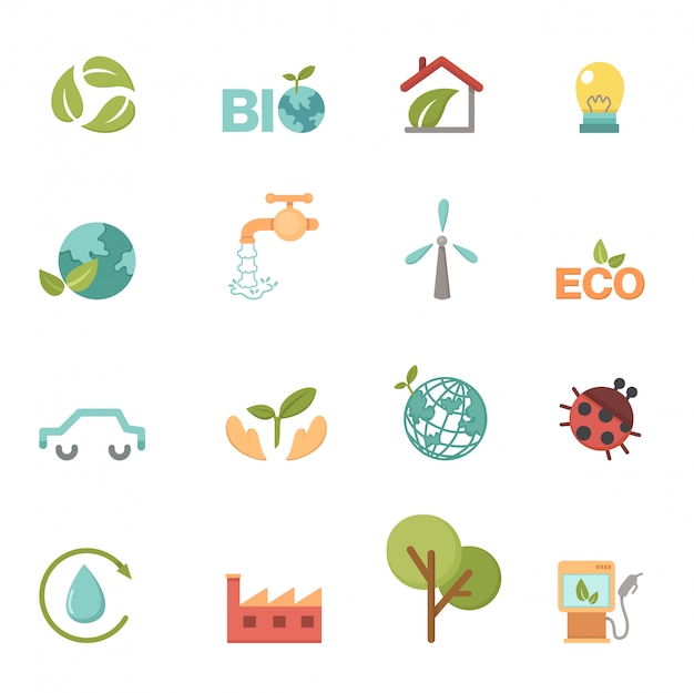 Eco icons set vector
