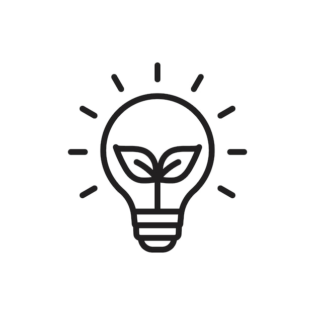Eco light bulb icon Simple thin outline