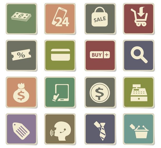 ecommerce icons on paper stickers