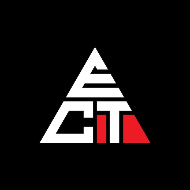 ECT triangle letter logo design with triangle shape ECT triangle logo design monogram ECT triangle vector logo template with red color ECT triangular logo Simple Elegant and Luxurious Logo