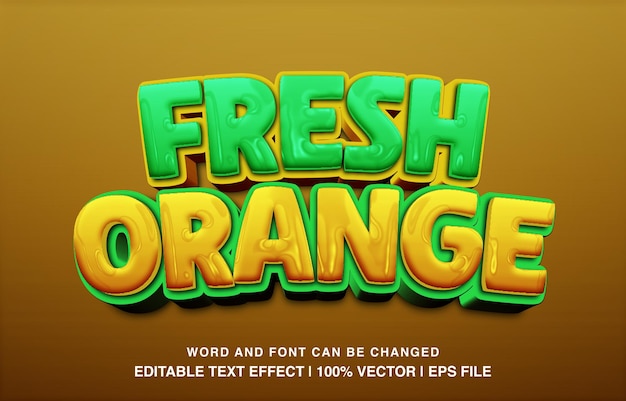 editable 3d bold fresh orange text effect