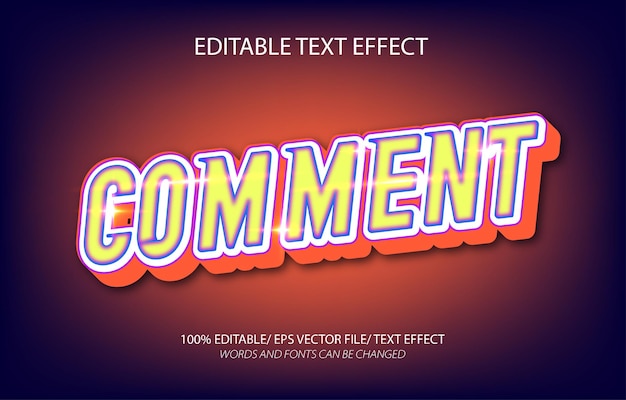 Editable 3D Comment Text Effect