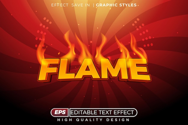 editable 3d vector text effect flame with fire effect